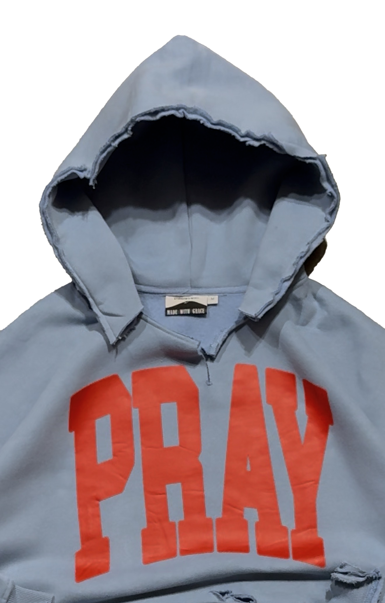 THRASHED PRAY UNI HOODIE (BLUE)