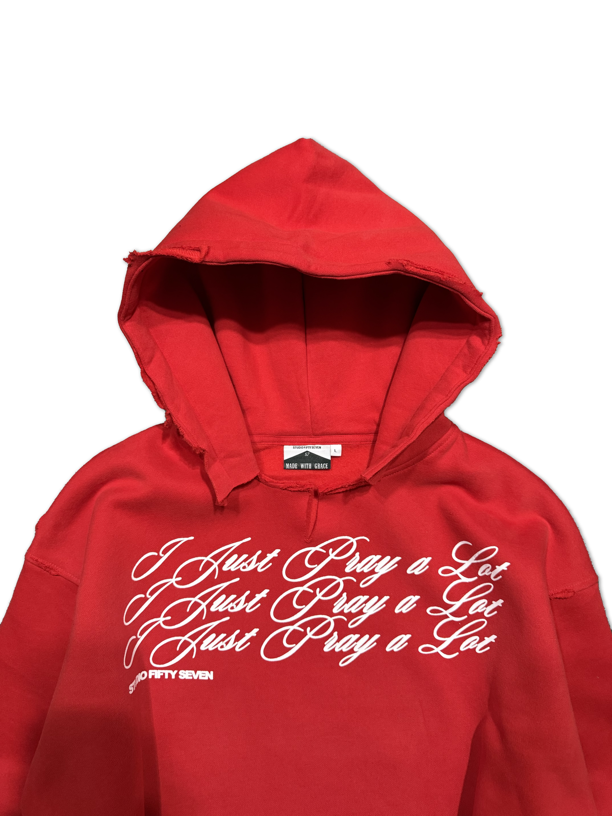 THRASHED SCRIPT PRAY HOODIE