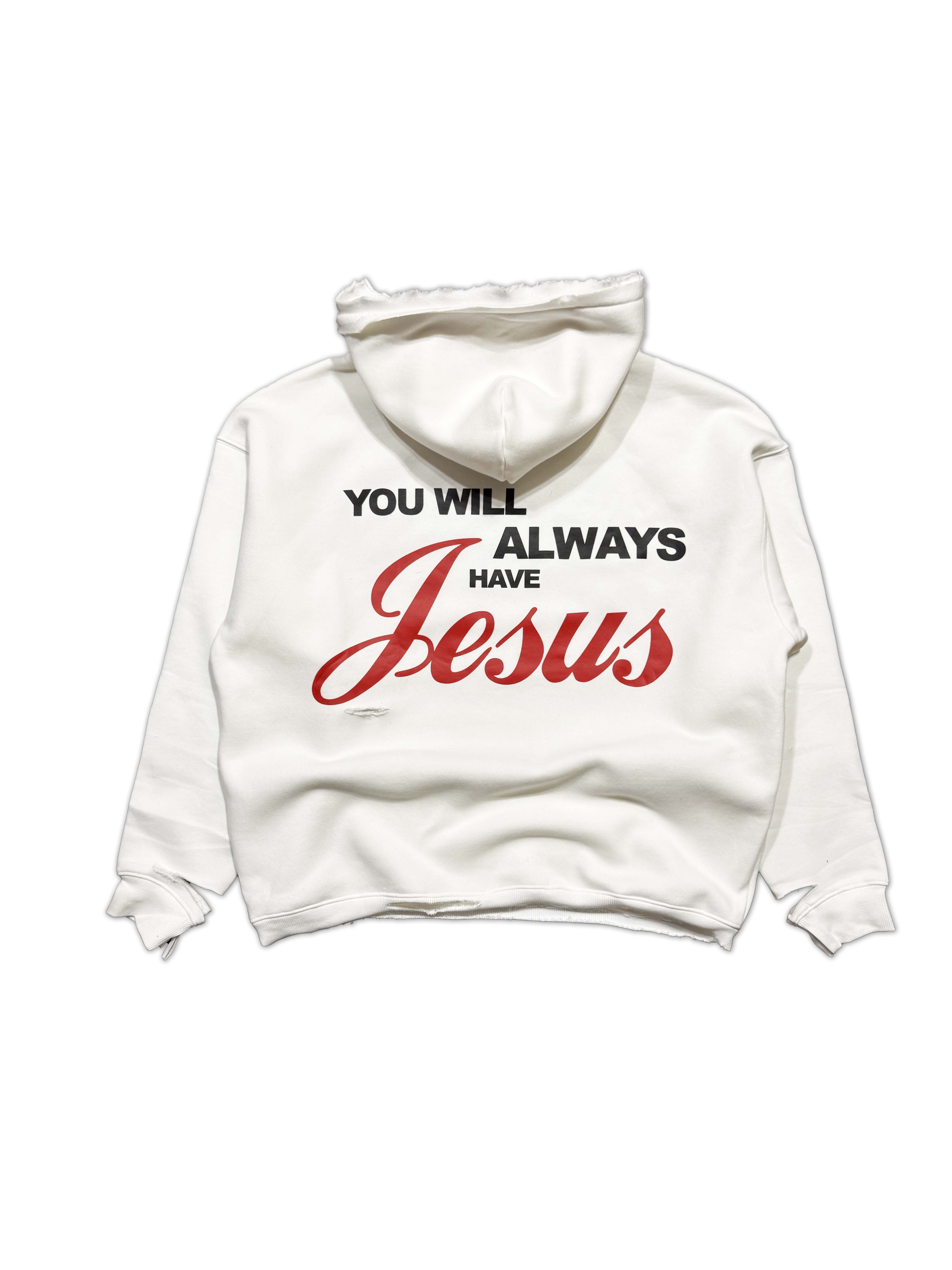THRASHED ALWAYS JESUS HOODIE
