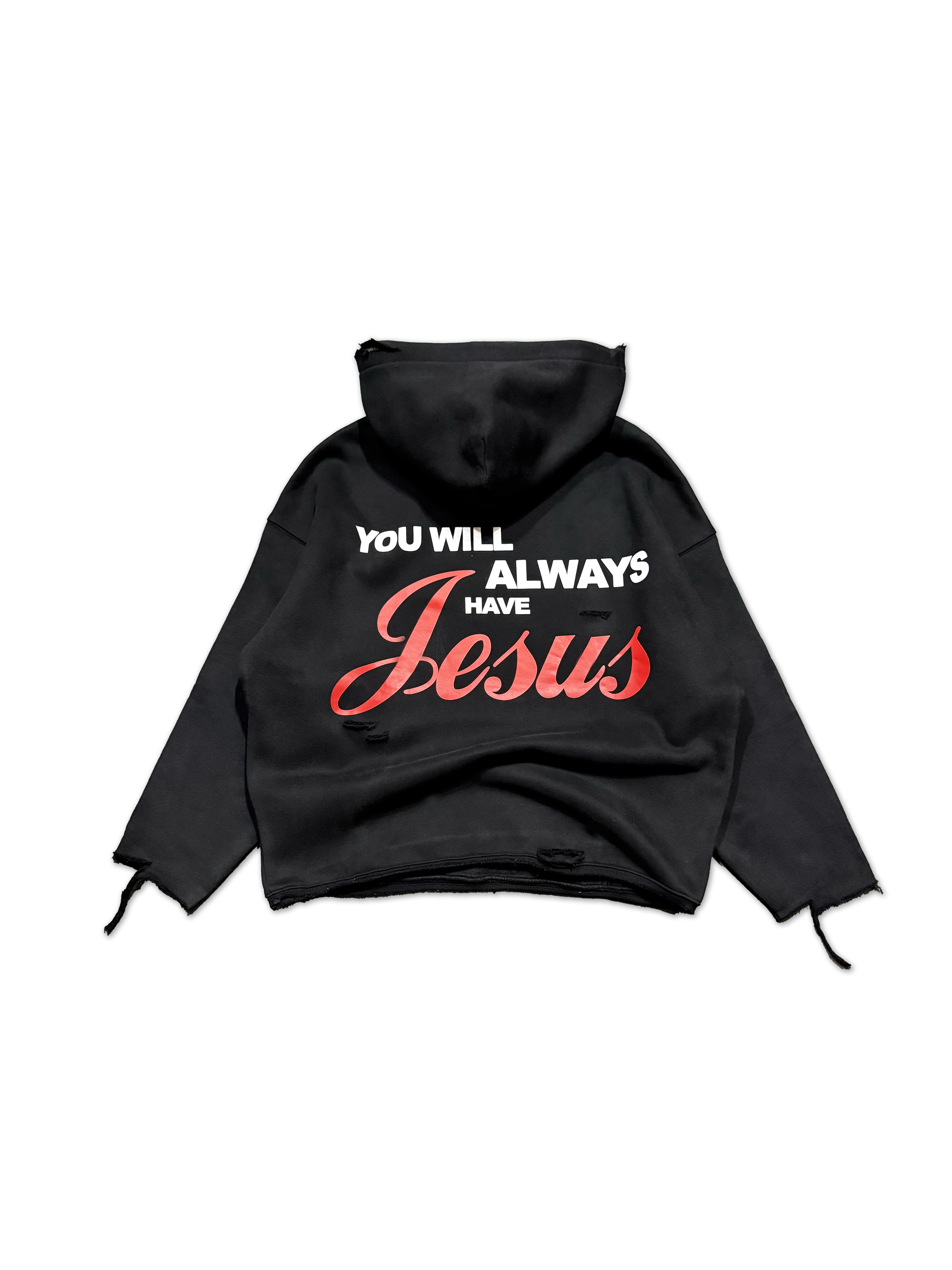 THRASHED ALWAYS JESUS HOODIE