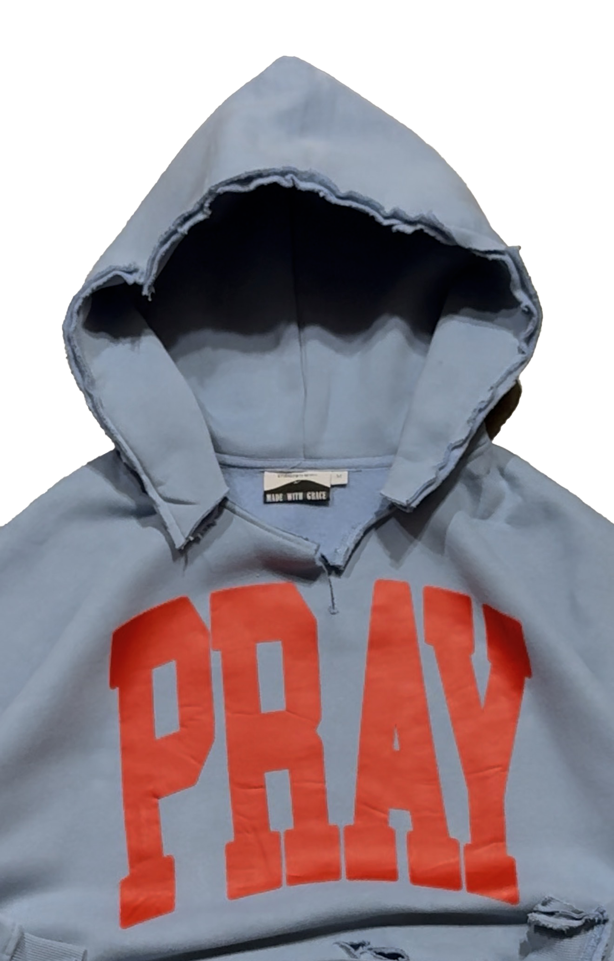 THRASHED PRAY UNI HOODIE (BLUE)