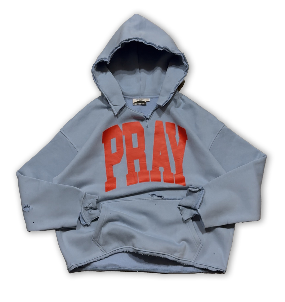 THRASHED PRAY UNI HOODIE (BLUE)