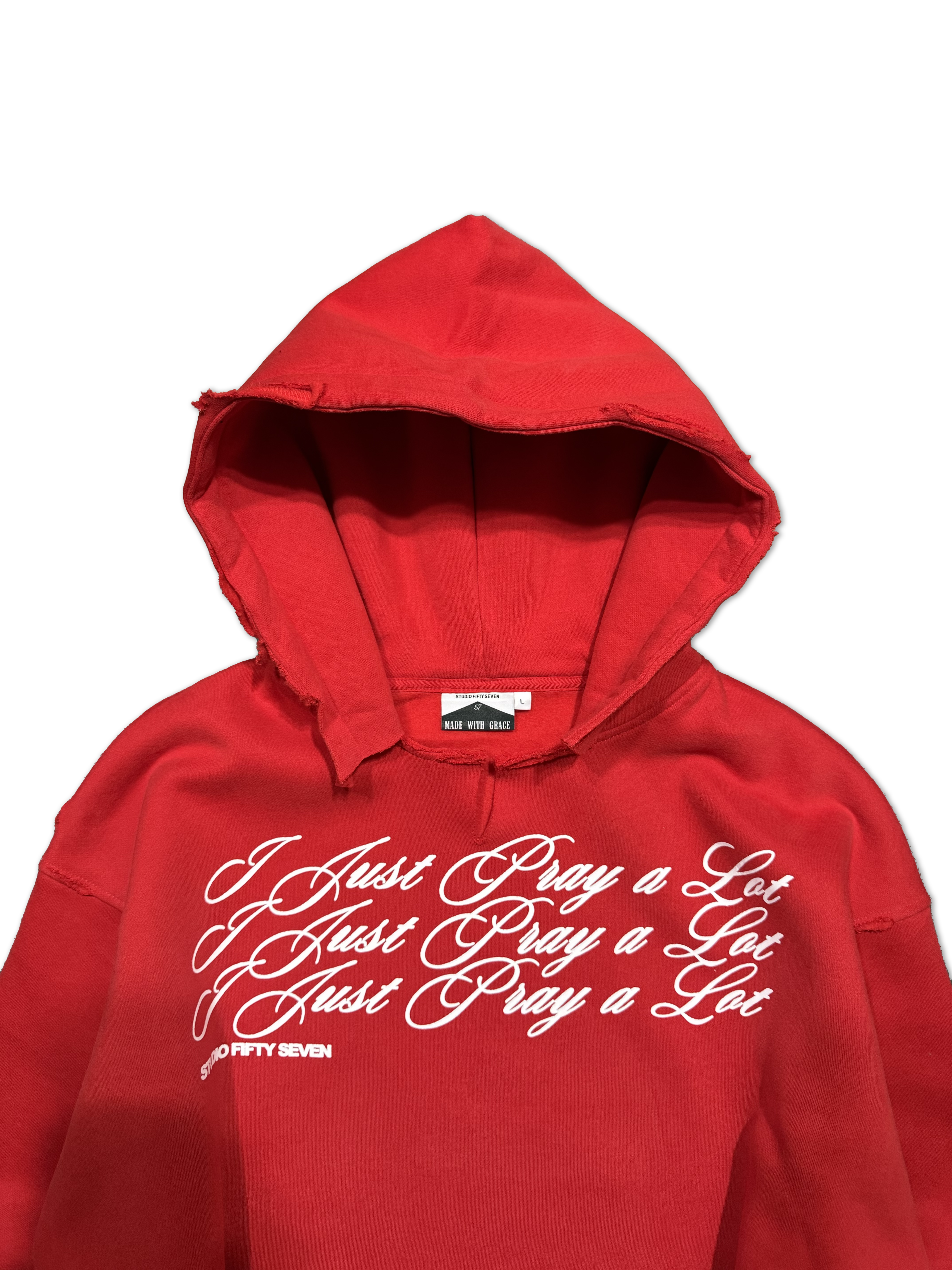 THRASHED SCRIPT PRAY HOODIE